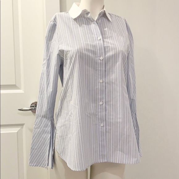 River island ruffles back striped button shirt - Picture 2 of 6